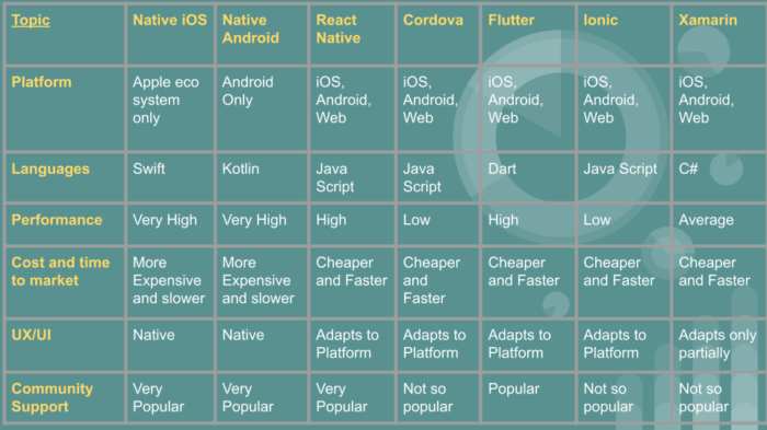 Comparision Between Native Android and Other Technologies Web Development Illustration