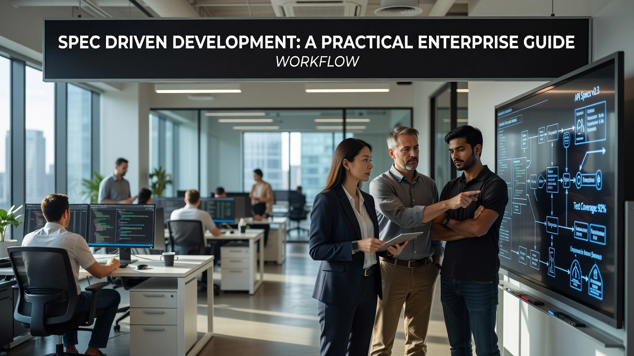 Spec Driven Development: A Practical Enterprise Guide Professional header image for educational tutorial: Spec Driven Development: A Practical Enterprise Guide