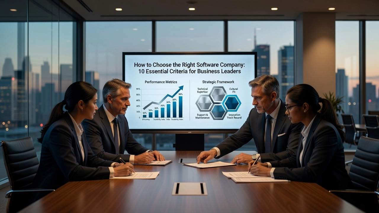 How to Choose the Right Software Company: 10 Essential Criteria for Business Leaders Professional header image for list-based article: How to Choose the Right Software Company: 10 Essential Cr...